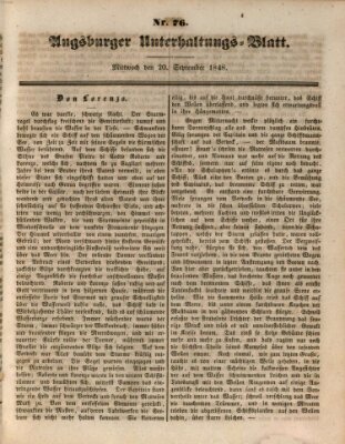 Augsburger Unterhaltungs-Blatt Mittwoch 20. September 1848