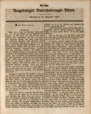 Augsburger Unterhaltungs-Blatt Mittwoch 27. September 1848