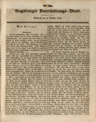 Augsburger Unterhaltungs-Blatt Mittwoch 4. Oktober 1848