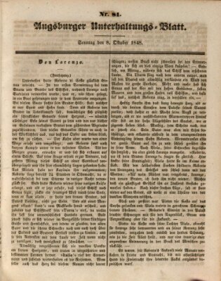 Augsburger Unterhaltungs-Blatt Sonntag 8. Oktober 1848