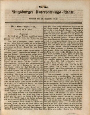 Augsburger Unterhaltungs-Blatt Mittwoch 22. November 1848