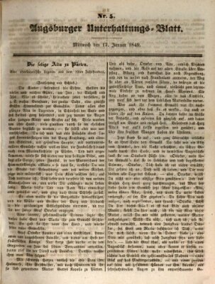 Augsburger Unterhaltungs-Blatt Mittwoch 17. Januar 1849