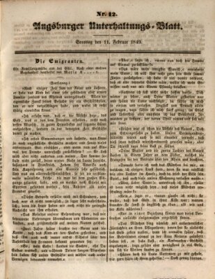 Augsburger Unterhaltungs-Blatt Sonntag 11. Februar 1849