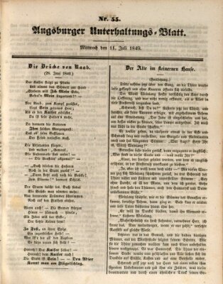 Augsburger Unterhaltungs-Blatt Mittwoch 11. Juli 1849