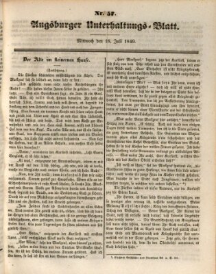 Augsburger Unterhaltungs-Blatt Mittwoch 18. Juli 1849