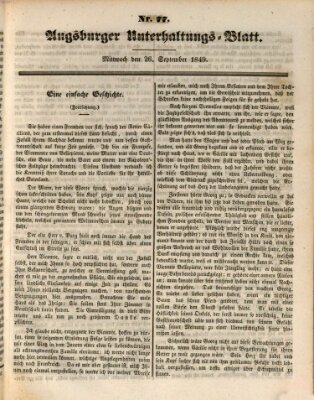 Augsburger Unterhaltungs-Blatt Mittwoch 26. September 1849