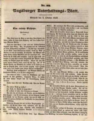 Augsburger Unterhaltungs-Blatt Mittwoch 3. Oktober 1849