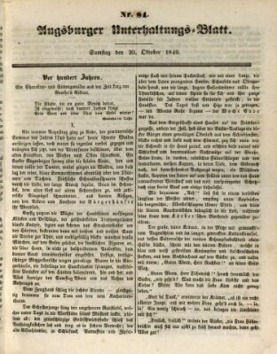 Augsburger Unterhaltungs-Blatt Samstag 20. Oktober 1849