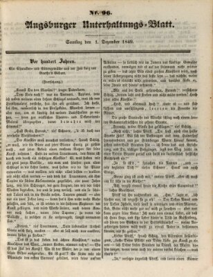 Augsburger Unterhaltungs-Blatt Samstag 1. Dezember 1849