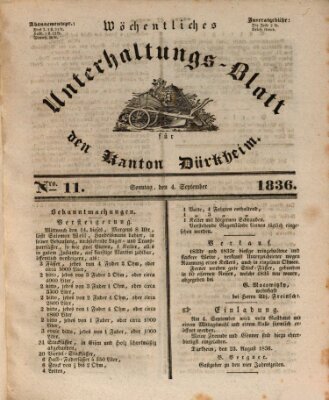 Wöchentliches Unterhaltungs-Blatt für den Kanton Dürkheim Sonntag 4. September 1836