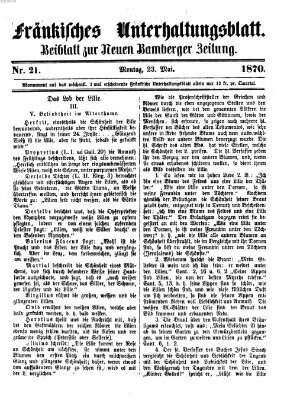 Fränkisches Unterhaltungsblatt (Bamberger Zeitung) Montag 23. Mai 1870