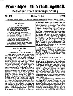 Fränkisches Unterhaltungsblatt (Bamberger Zeitung) Montag 30. Mai 1870