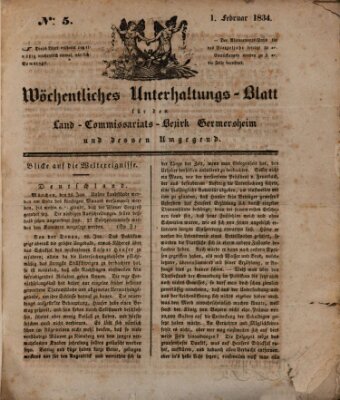 Wöchentliches Unterhaltungs-Blatt für den Land-Commissariats-Bezirk Germersheim und dessen Umgebung Samstag 1. Februar 1834