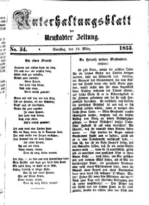 Neustadter Zeitung. Unterhaltungsblatt der Neustadter Zeitung (Neustadter Zeitung) Samstag 19. März 1853