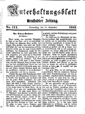 Neustadter Zeitung. Unterhaltungsblatt der Neustadter Zeitung (Neustadter Zeitung) Donnerstag 15. September 1853