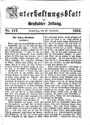 Neustadter Zeitung. Unterhaltungsblatt der Neustadter Zeitung (Neustadter Zeitung) Donnerstag 29. September 1853