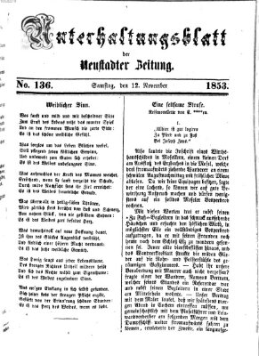 Neustadter Zeitung. Unterhaltungsblatt der Neustadter Zeitung (Neustadter Zeitung) Samstag 12. November 1853