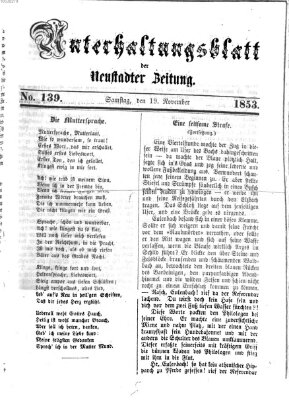 Neustadter Zeitung. Unterhaltungsblatt der Neustadter Zeitung (Neustadter Zeitung) Samstag 19. November 1853