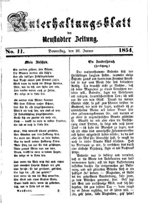 Neustadter Zeitung. Unterhaltungsblatt der Neustadter Zeitung (Neustadter Zeitung) Donnerstag 26. Januar 1854