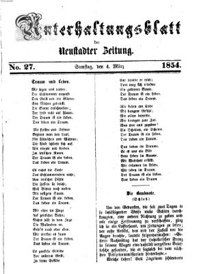 Neustadter Zeitung. Unterhaltungsblatt der Neustadter Zeitung (Neustadter Zeitung) Samstag 4. März 1854