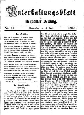 Neustadter Zeitung. Unterhaltungsblatt der Neustadter Zeitung (Neustadter Zeitung) Donnerstag 13. April 1854