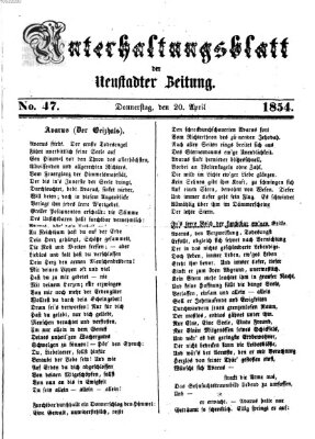 Neustadter Zeitung. Unterhaltungsblatt der Neustadter Zeitung (Neustadter Zeitung) Donnerstag 20. April 1854