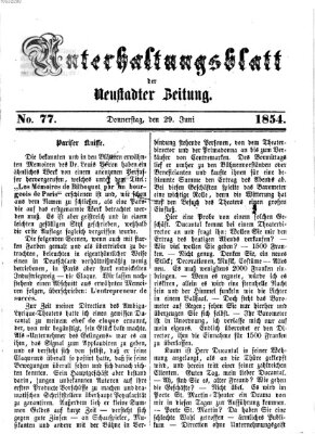 Neustadter Zeitung. Unterhaltungsblatt der Neustadter Zeitung (Neustadter Zeitung) Donnerstag 29. Juni 1854