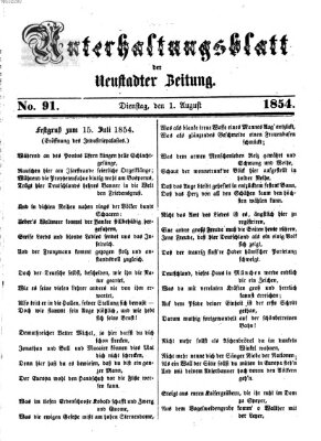 Neustadter Zeitung. Unterhaltungsblatt der Neustadter Zeitung (Neustadter Zeitung) Dienstag 1. August 1854