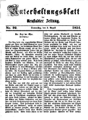 Neustadter Zeitung. Unterhaltungsblatt der Neustadter Zeitung (Neustadter Zeitung) Donnerstag 3. August 1854