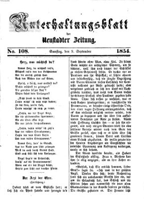 Neustadter Zeitung. Unterhaltungsblatt der Neustadter Zeitung (Neustadter Zeitung) Samstag 9. September 1854