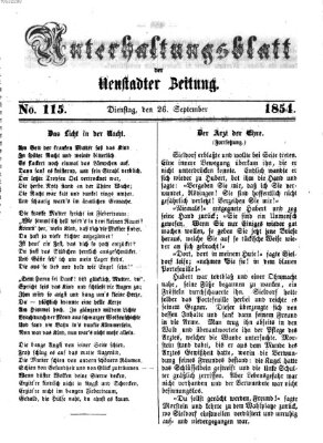 Neustadter Zeitung. Unterhaltungsblatt der Neustadter Zeitung (Neustadter Zeitung) Dienstag 26. September 1854