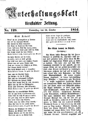 Neustadter Zeitung. Unterhaltungsblatt der Neustadter Zeitung (Neustadter Zeitung) Donnerstag 26. Oktober 1854