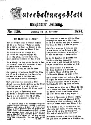 Neustadter Zeitung. Unterhaltungsblatt der Neustadter Zeitung (Neustadter Zeitung) Samstag 18. November 1854