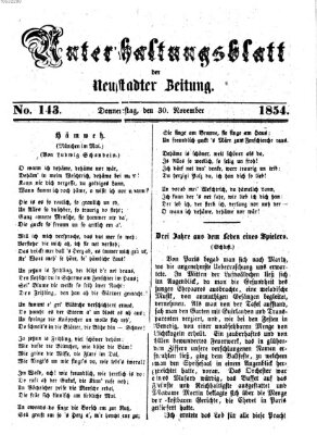 Neustadter Zeitung. Unterhaltungsblatt der Neustadter Zeitung (Neustadter Zeitung) Donnerstag 30. November 1854