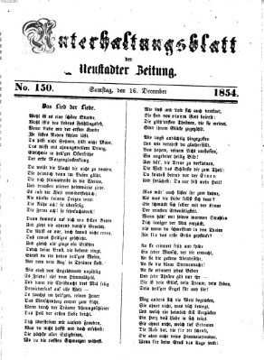 Neustadter Zeitung. Unterhaltungsblatt der Neustadter Zeitung (Neustadter Zeitung) Samstag 16. Dezember 1854