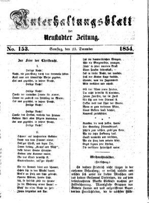 Neustadter Zeitung. Unterhaltungsblatt der Neustadter Zeitung (Neustadter Zeitung) Samstag 23. Dezember 1854