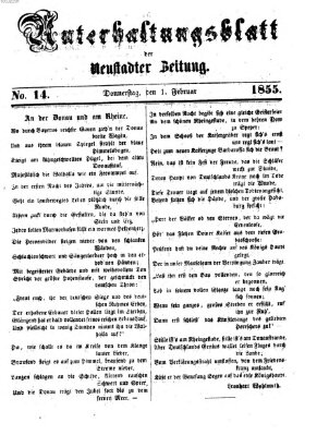 Neustadter Zeitung. Unterhaltungsblatt der Neustadter Zeitung (Neustadter Zeitung) Donnerstag 1. Februar 1855