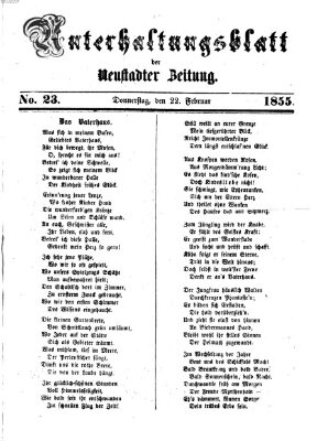 Neustadter Zeitung. Unterhaltungsblatt der Neustadter Zeitung (Neustadter Zeitung) Donnerstag 22. Februar 1855