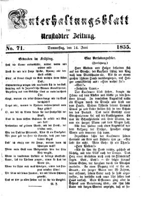 Neustadter Zeitung. Unterhaltungsblatt der Neustadter Zeitung (Neustadter Zeitung) Donnerstag 14. Juni 1855