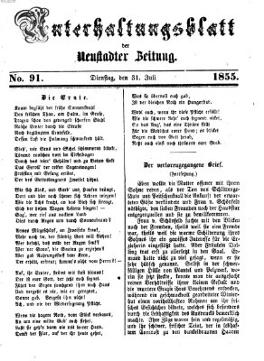 Neustadter Zeitung. Unterhaltungsblatt der Neustadter Zeitung (Neustadter Zeitung) Dienstag 31. Juli 1855