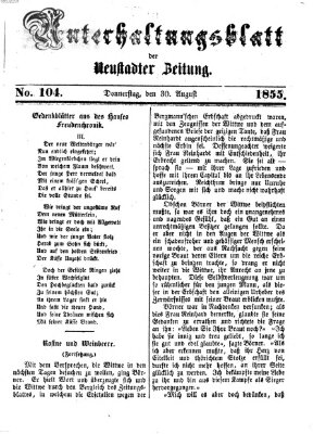 Neustadter Zeitung. Unterhaltungsblatt der Neustadter Zeitung (Neustadter Zeitung) Donnerstag 30. August 1855