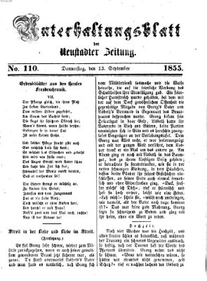 Neustadter Zeitung. Unterhaltungsblatt der Neustadter Zeitung (Neustadter Zeitung) Donnerstag 13. September 1855