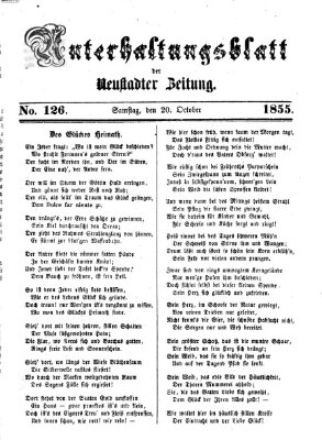 Neustadter Zeitung. Unterhaltungsblatt der Neustadter Zeitung (Neustadter Zeitung) Samstag 20. Oktober 1855