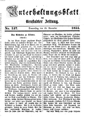 Neustadter Zeitung. Unterhaltungsblatt der Neustadter Zeitung (Neustadter Zeitung) Donnerstag 15. November 1855