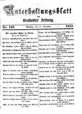 Neustadter Zeitung. Unterhaltungsblatt der Neustadter Zeitung (Neustadter Zeitung) Samstag 17. November 1855