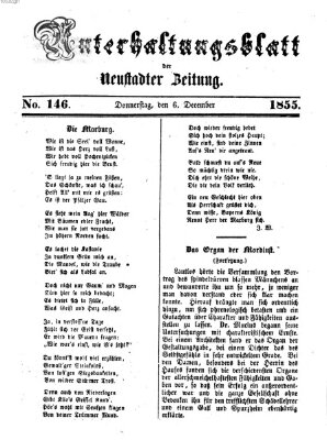 Neustadter Zeitung. Unterhaltungsblatt der Neustadter Zeitung (Neustadter Zeitung) Donnerstag 6. Dezember 1855