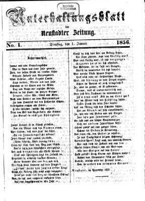 Neustadter Zeitung. Unterhaltungsblatt der Neustadter Zeitung (Neustadter Zeitung) Dienstag 1. Januar 1856