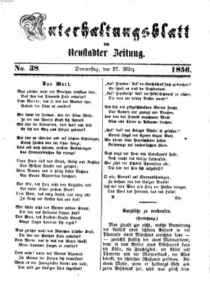 Neustadter Zeitung. Unterhaltungsblatt der Neustadter Zeitung (Neustadter Zeitung) Donnerstag 27. März 1856