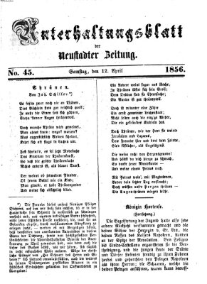 Neustadter Zeitung. Unterhaltungsblatt der Neustadter Zeitung (Neustadter Zeitung) Samstag 12. April 1856