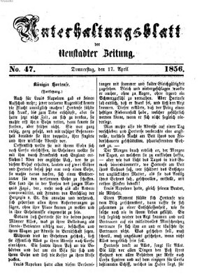 Neustadter Zeitung. Unterhaltungsblatt der Neustadter Zeitung (Neustadter Zeitung) Donnerstag 17. April 1856